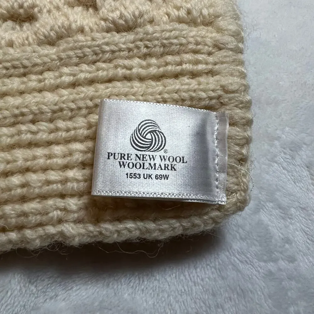 Women's 100% Wool Chunky Cable Knit Scarf Cozy Boho Cottagecore Outerwear
